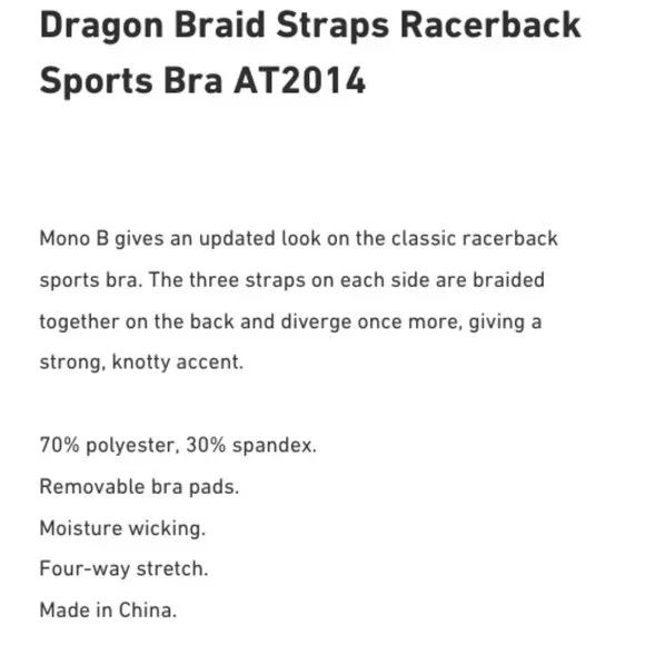 MONO B Dragon Braid Straps Racerback Sports Bra PINK / BLACK SZ SMALL MED LARGE - Picture 4 of 15